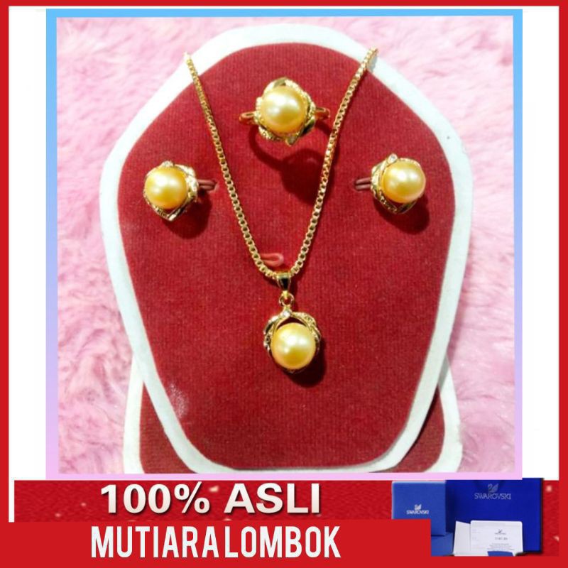 set mutiara laut asli lombok kalung mutiara air laut cincin mutiara air laut asli jewellery bangle