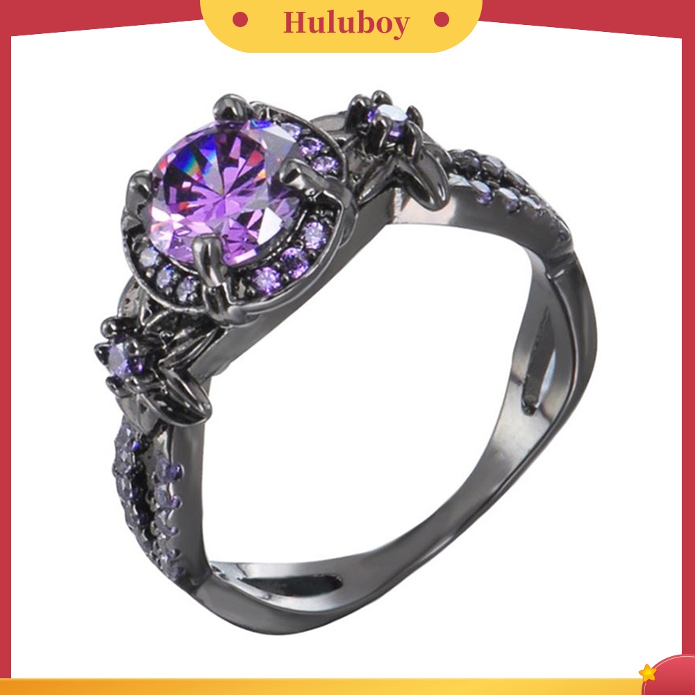 Hu Hu Hu Hu Hu Alat Bantu Pasang Kacamata♡ Cincin Wanita Hias Amethyst Imitasi Gaya Elegan Untuk Pertunanganpernikahanhadiah