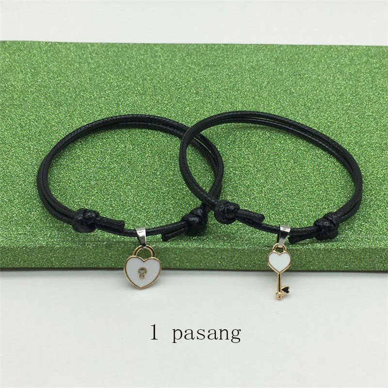 Tai Chi Yin dan yang 2 pcs Gelang Couple Magnet Pasangan Liontin Kreatif Pesona Gelang Perhiasan Hadiah Kekasih/ Couple Magnetic Attract Braided❤Yimi❤-#18