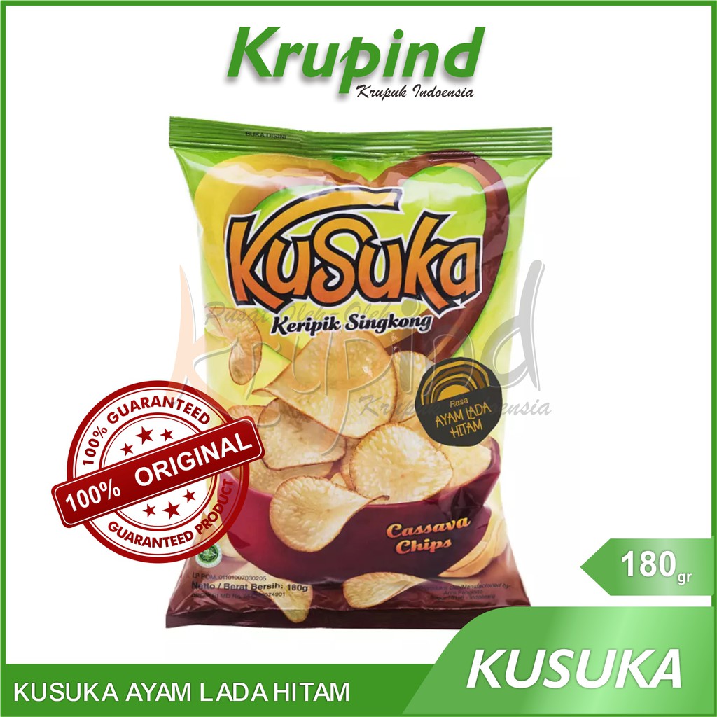 

Kusuka Kripik Keripik Singkong Ayam Lada Hitam 180gr - Krupind