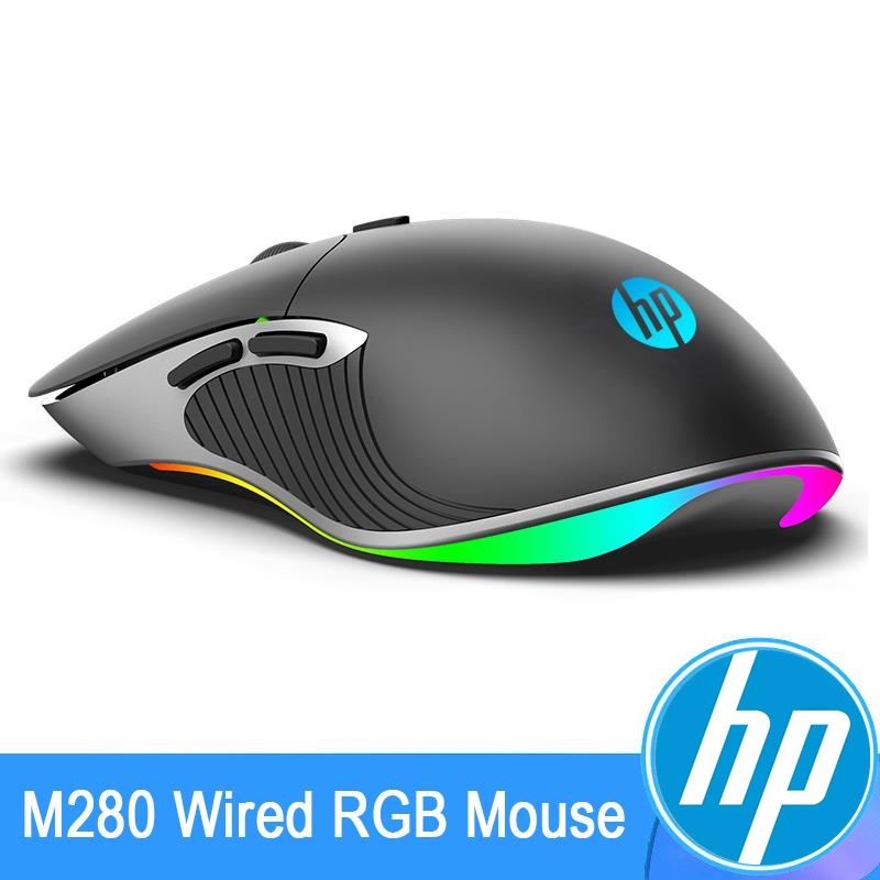 Hp M280 Mouse Gaming Kabel 6400 dpi Dengan LED RGB Untuk PC