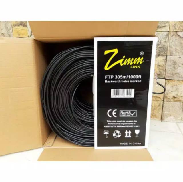 Kabel Lan FTP Cat5e Zimmlink Panjang 30 Meter Siap Pakai