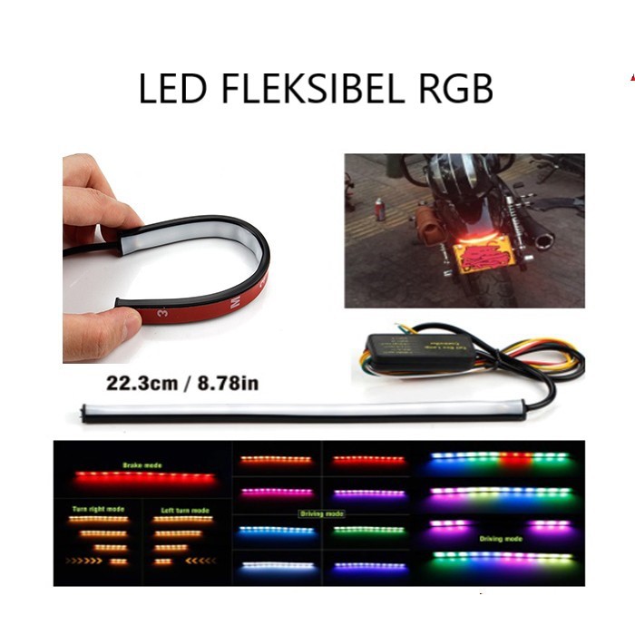 LAMPU LED REM FLEKSIBEL RGB MOTOR MOBIL 12V UNIVERSAL