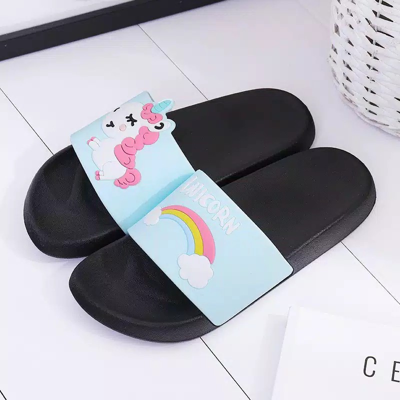 SANDAL DARK UNICORN Sandal selop karet lucu anak, Sandal anak dino lucu