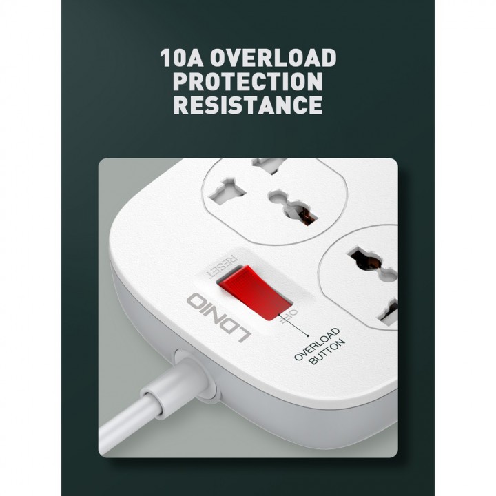 774 Stop Kontak LDNIO SC4407 Defender Series - Colokan Listrik 4 Socket 4 USB QC 3.0