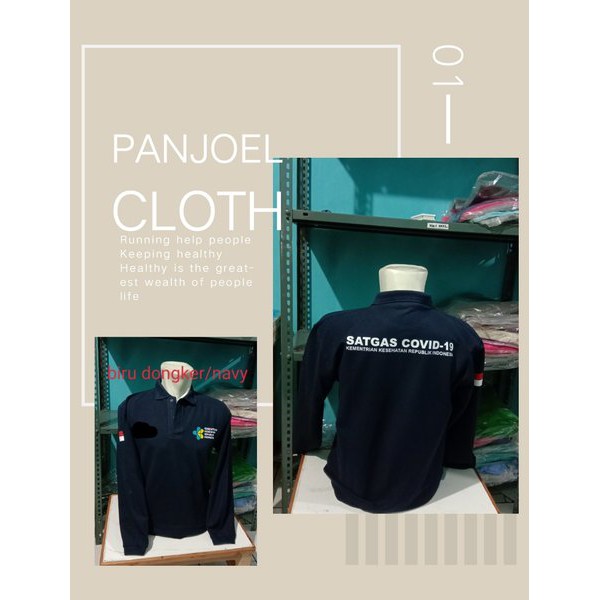 Unik kaos kerah lengan panjang-polo shirt-baju keren KEMENKES SATGAS CORONA-COVID 19 Murah