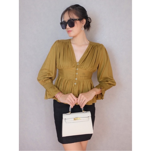 GELSEYROOMS | Mercy Top Atasan Lengan Panjang-OLIVE GOLD PANJANG