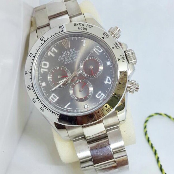 Rolex Daytona Cosmograph Super 4.3 cm Bergaransi Silver Grey / Abu-abu