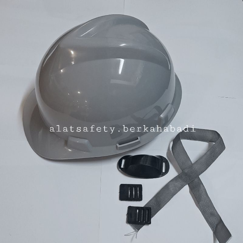 Helm Proyek SNI Abu Neon Aplus Komplit iner dan tali dagu / Helm safety Abu-abu SNI