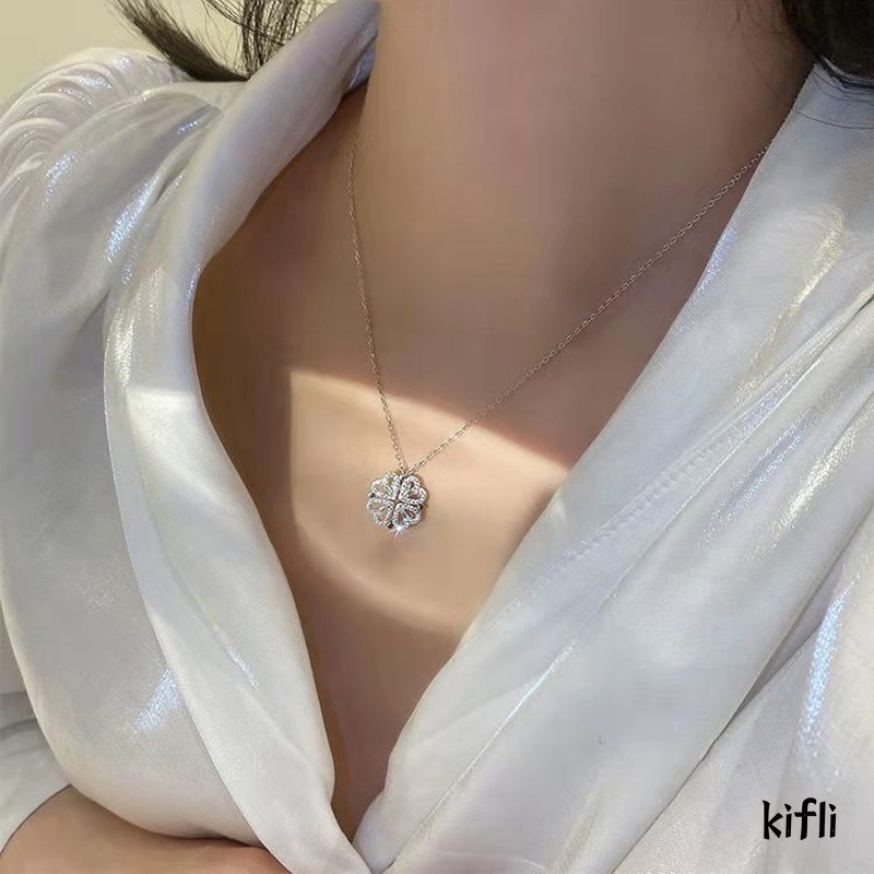 Kalung,Anti Karat,Korea Hati Berlian,Empat Daun Semanggi Liontin Kalung,Aksesoris Fashion