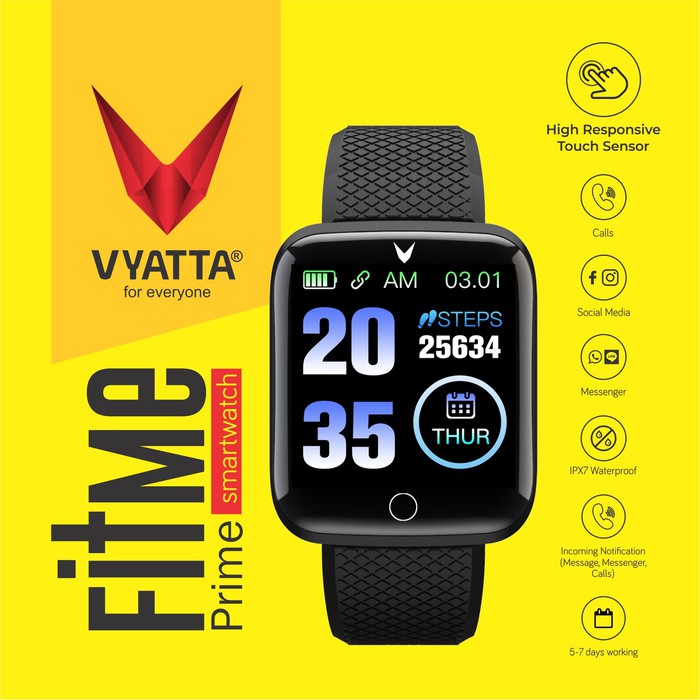 VYATTA FitMe Prime Smartwatch - ColorLCD, HeartRate, Oxygen,Waterproof