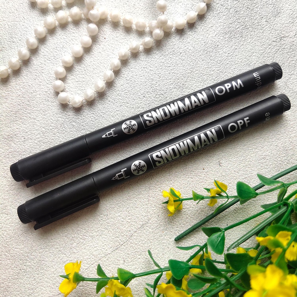 Spidol Permanen Snowman - OPM UK. Medium Hitam &amp; OHP / OPF 12 Fine Hitam Tip harga per pc / biji [ READY STOK ]