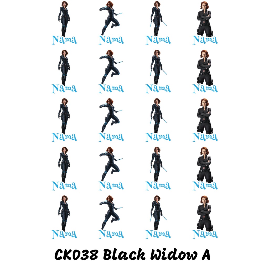 

Sticker Nama Cutting Label Waterproof Tahan Air Black Widow A (CK038)