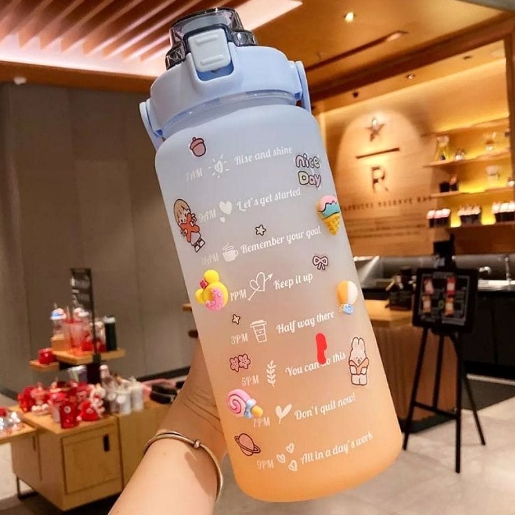 𝘈𝘉𝘎✰ Botol Minum Motivasi 2 liter Gradasi / Botol QuiFit / Botol Tritan 2L 1065