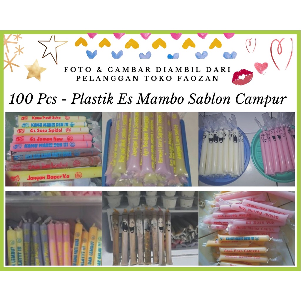 Plastik Es Mambo Sablon Campur 100 Pcs
