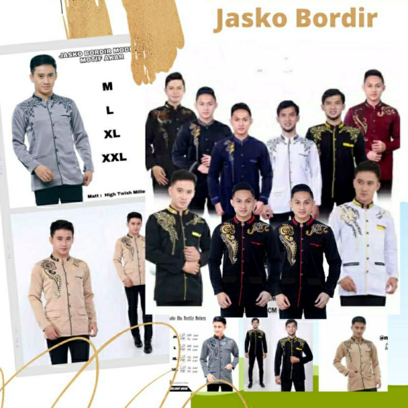 JASKO BORDIR KOMBINASI PUTIH & BIRU ,jasko santri, jas koko