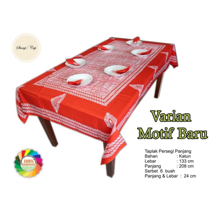 Taplak Meja Makan - Taplak Meja Makan Kain Batik 6 Kursi + Serbet
