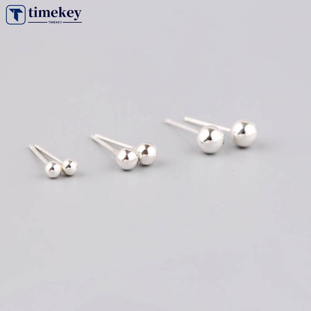 Timekey Anting Tusuk Mutiara Mini Anti Alergi Ukuran 2.5mm / 3mm / 4mm / 5mm / 6mm Untuk Wanita A9K5
