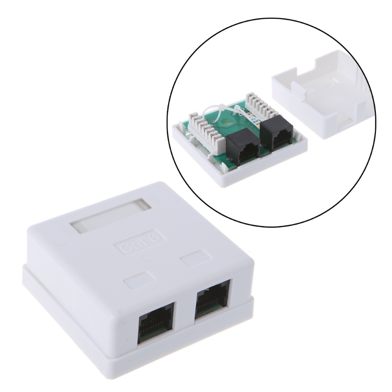 Cre Kotak Junction Konektor RJ45 2port Untuk Desktop Extension CAT6 Cat6e 8P8C