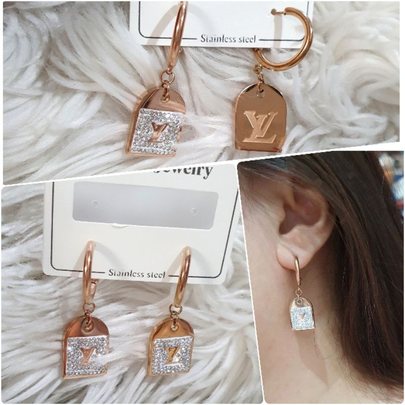 Anting Titanium Asli Rosegold Motif elv Premium Quality Anti Karat Anti Alergi Earring Stainless steel ori 9922