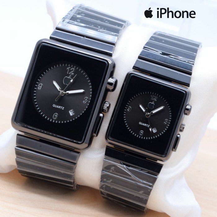JAM TANGAN  COUPLE APPLE WATCH TOUCH RANTAI IPHONE TANGGAL AP008 FULL BLACK