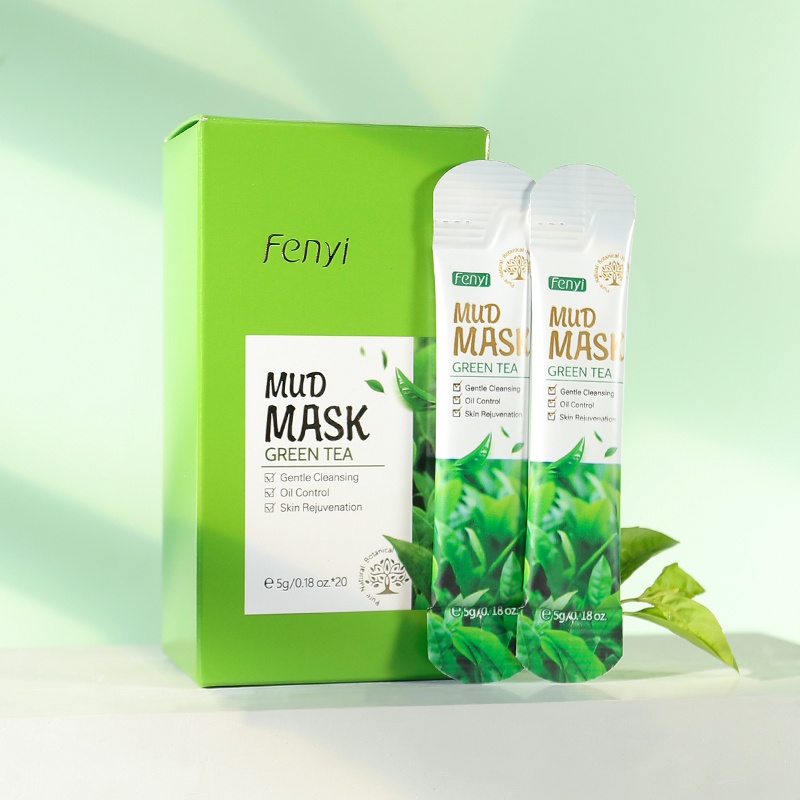 BPOM Fenyi Mud Mask Green Tea Pembersih Komedo Kontrol Minyak 20pcs