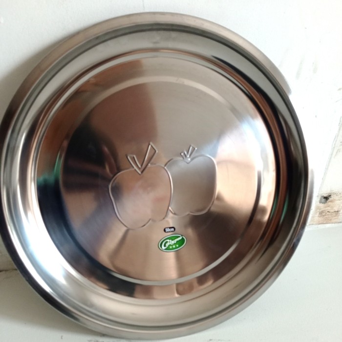 DAPUR PERALATAN MAKAN & MINUM TRAY/TAMPAH/BAKI/NAMPAN STAINLESS STEEL BULAT DIAMETER 50 CM
