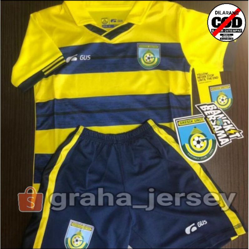 Setelan Kids Gresik United FC ORIGINAL Home 2021 - 2022 Liga 3 Jersey Celana Anak AUTHENTIC