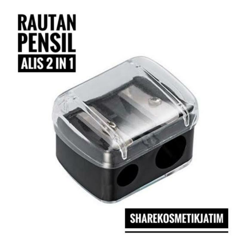 JustMiss Rautan Pensil Alis 1pcs 2lubang Sharpener Pencil Penajam Serutan Pensil Alis
