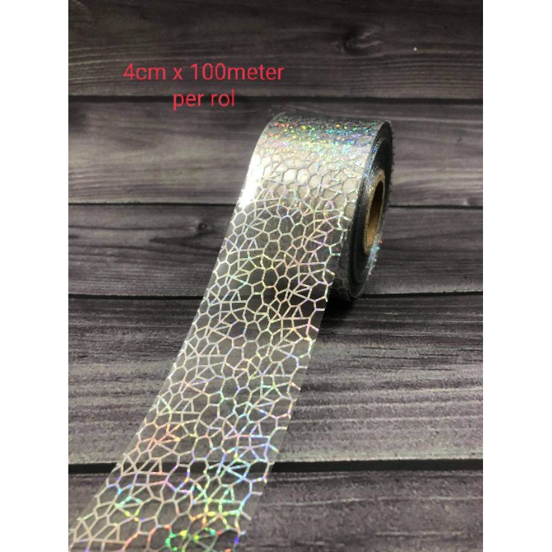 

hologram hot stamping foil motif retak.lebar 4cm x 100meter per rol