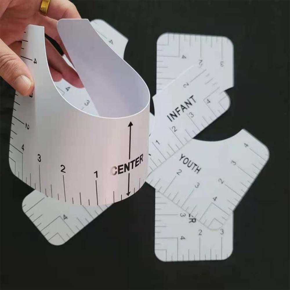 Lanfy T-Shirt Alignment Ruler 5pcs PVC Jahit DIY Gambar Template Desain Pakaian Penggaris Pengukur