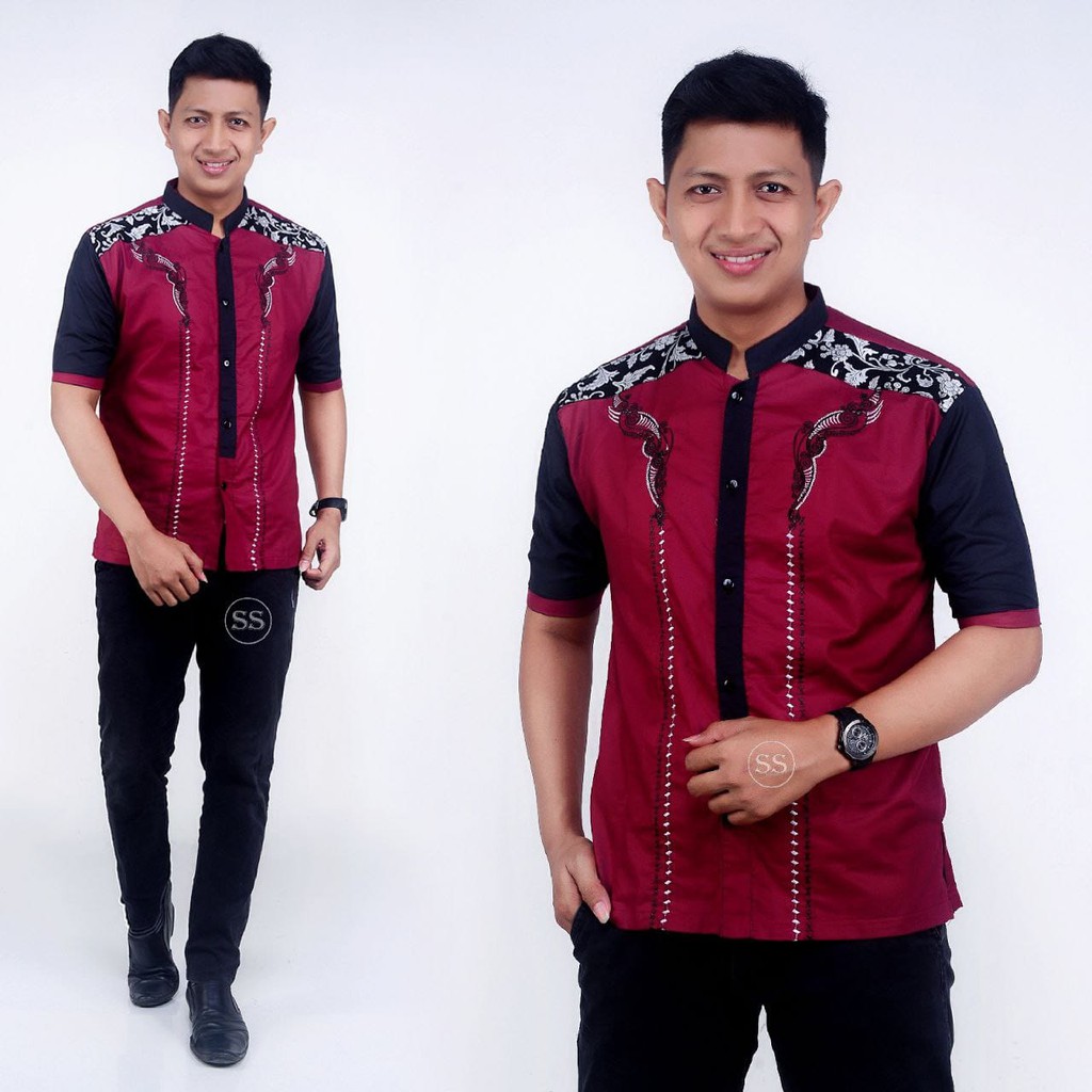 Baju koko bordir lengan panjang modern/Koko batik lengan pendek ,Baju koko pekalongan/Batik wulan