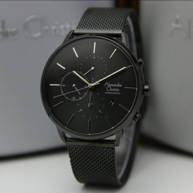 Jam Tangan Pria Original ALEXANDRE CHRISTIE AC 6555 FULL BLACK AC6555 Garansi Resmi 1 Tahun