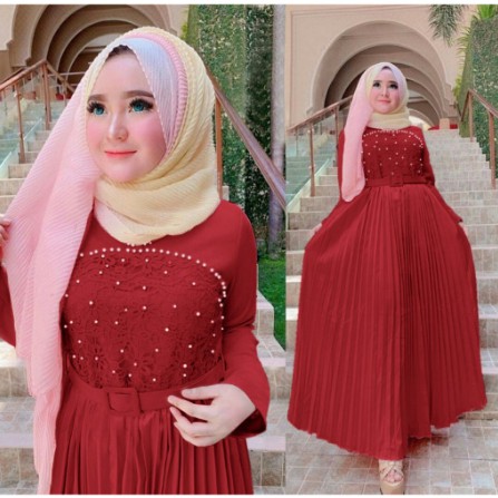 TERLARIS Ashanty Gown baju pesta Brokat Tabur mutiara velvet