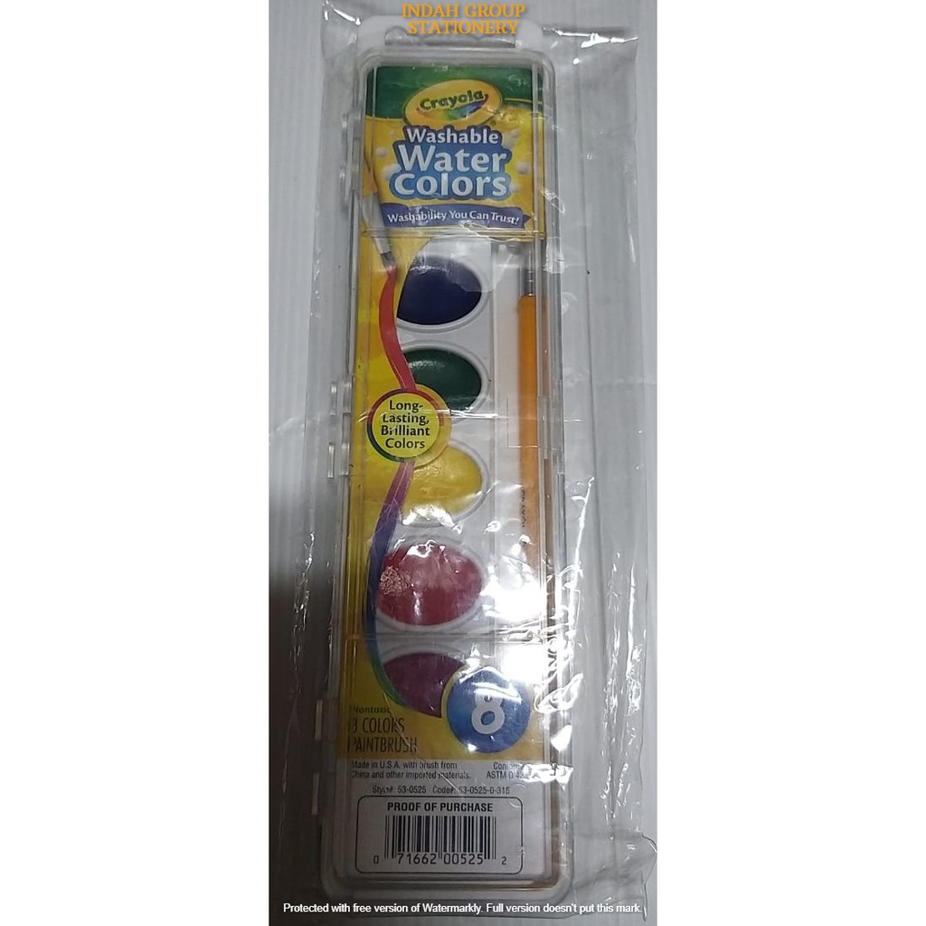 

Crayola Pan Washable Watercolors & Brush isi 8 warna