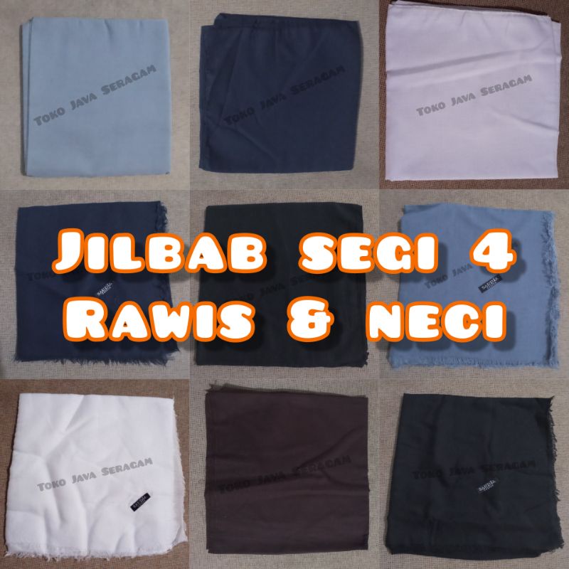 Jilbab Segi Empat SD SMP SMA Rawis Neci Jahit Tepi & Tepi Berumbai Saudia Calfin Segiempat Hijab