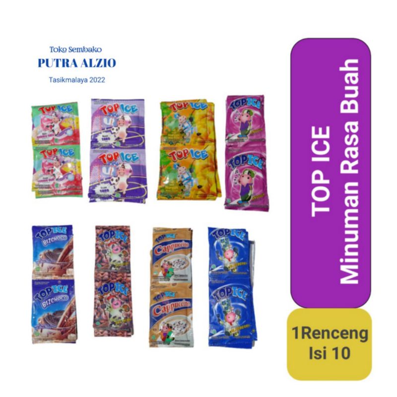 

Top Ice Minuman Bubuk Instan Rasa Buah Susu 1Renceng Isi 10