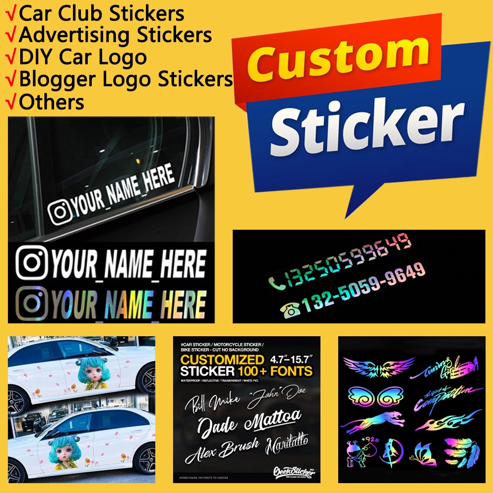 Stiker Kustom DIY Mobil/Motor/Iklan Stiker Kustomisasi Ikon Klub Mobil