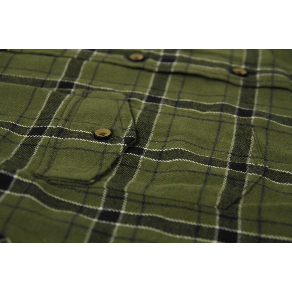 COD Kemeja Flanel Unisex Lengan Panjang Slimfit | Ilefen Tuelef Army Green 100% Original Brand