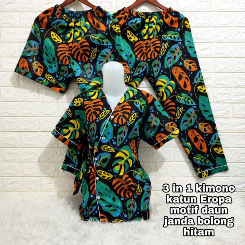 Piyama Kimono 3 in 1 dewasa motif Bunga