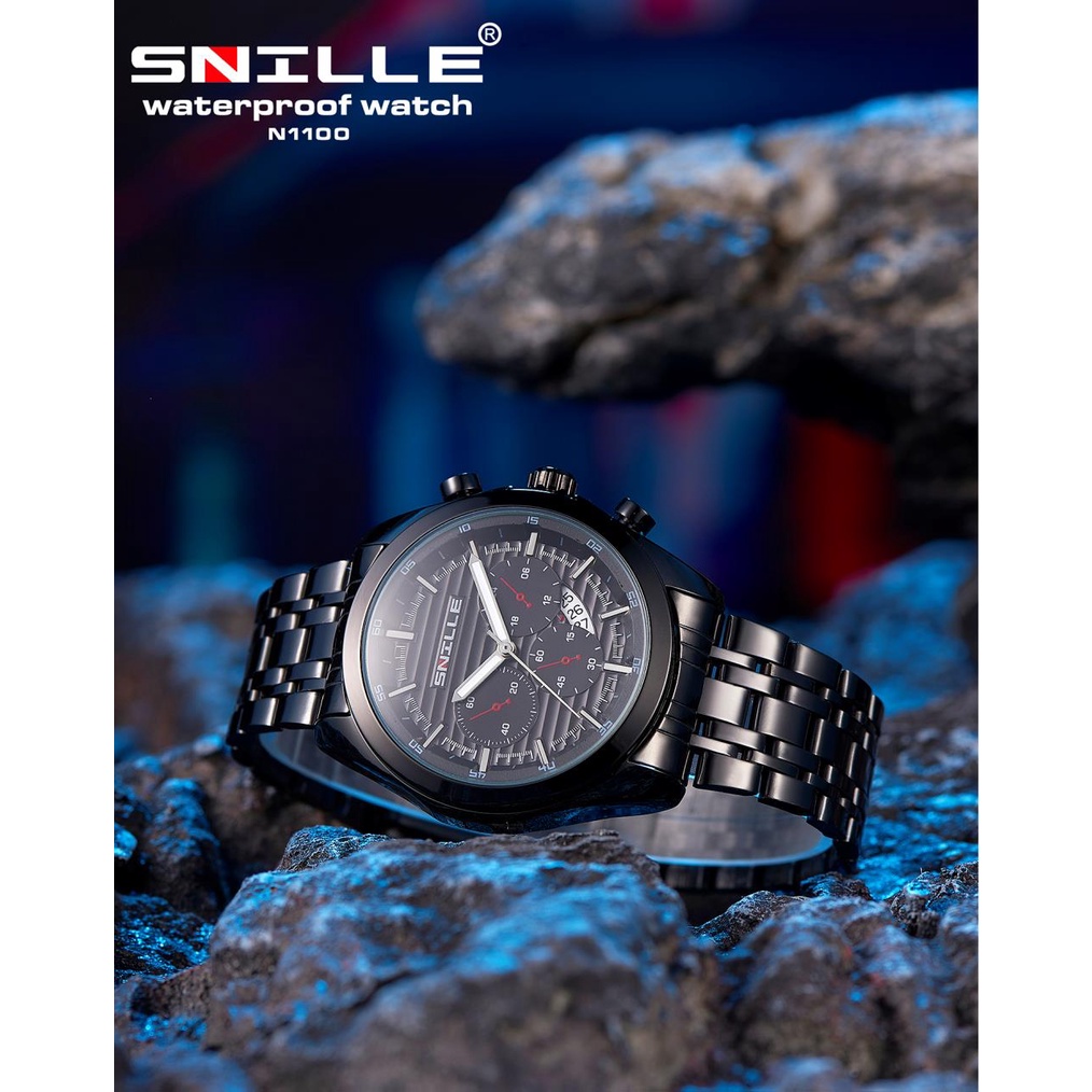 Snille Jam Tangan Rantai pria Unisex Original Asli Anti Air Waterproof 1100