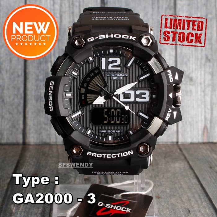 TERBARU  G Shock GA-2000 Hitam Army Black Jam tangan pria anti air