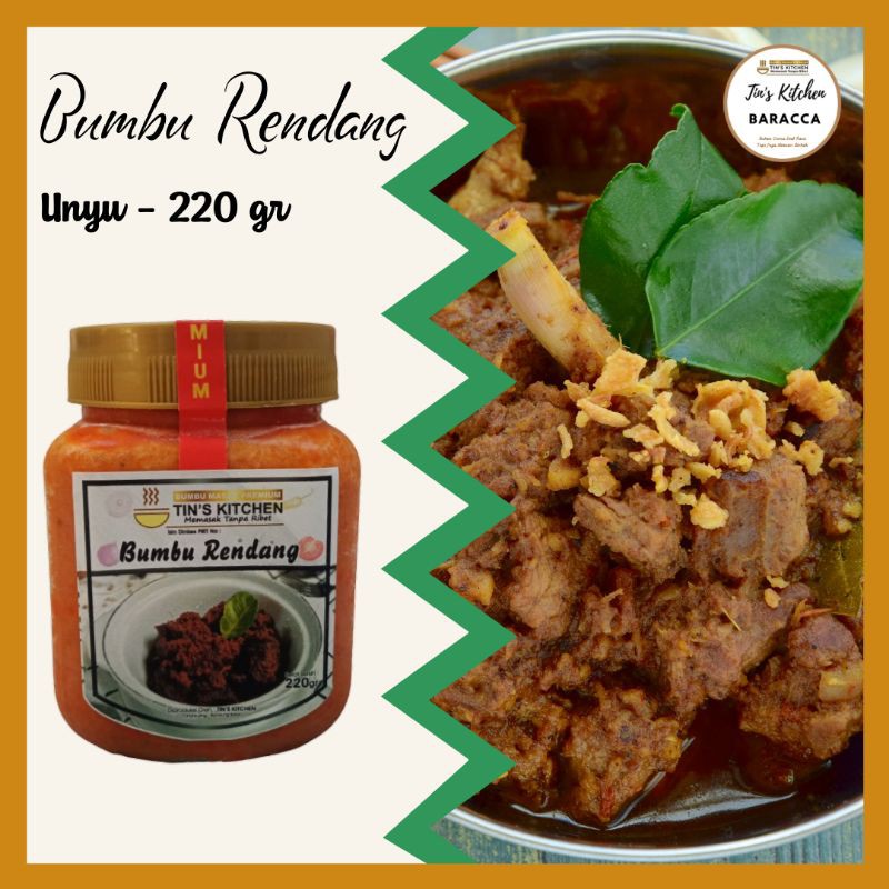 

Bumbu Rendang 220gr Asli Padang Tins Kitchen - Kemasan Unyu Bumbu Nusantara Non MSG Non Pengwet