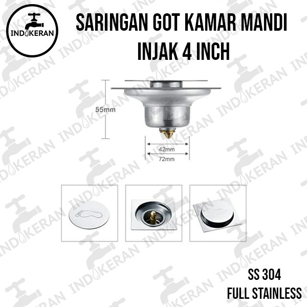 INDOKERAN - Saringan Got INJAK Stainless - 4 Inch - High Quality