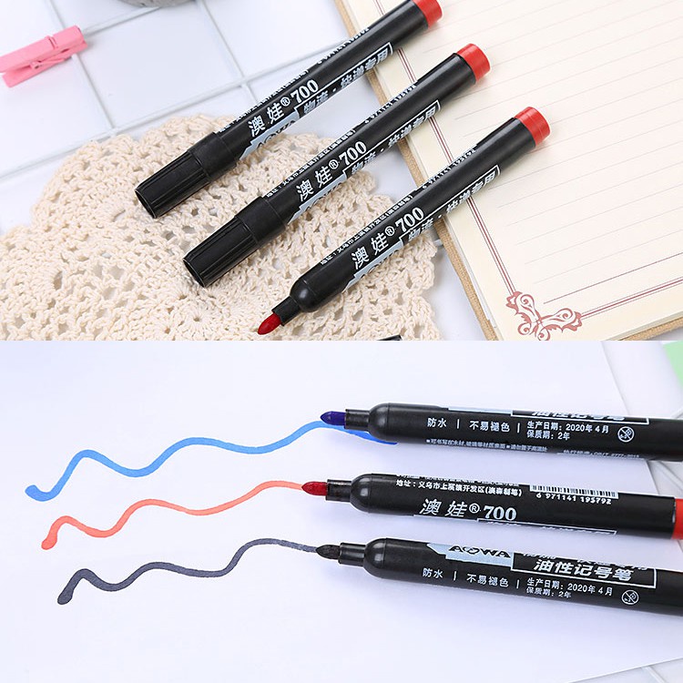 (BOW) Spidol Whiteboard Hitam Merah Biru Spidol AOWA Permanent Marker