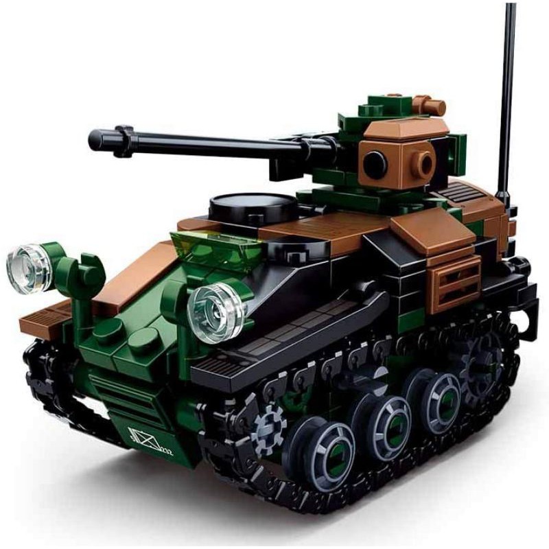 Sluban Tank model brick B0750 - mainan balok sluban tank Wiesel armoured weapons carrier