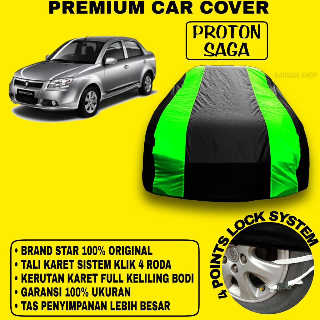 Body Cover PROTON SAGA Sarung Strip HIJAU Penutup Pelindung Bodi Mobil Proton Saga PREMIUM