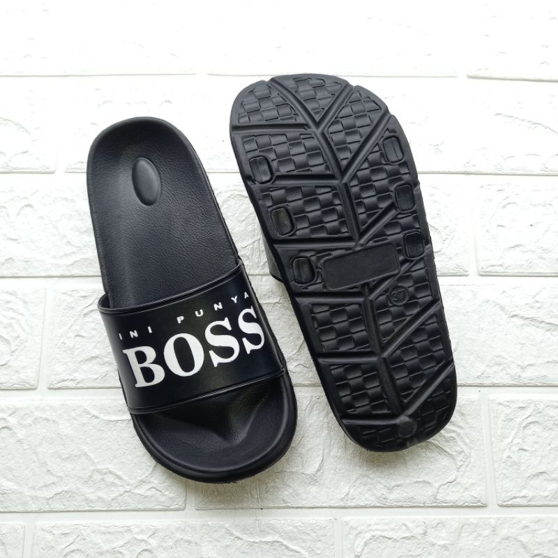 sandal slop pria shevano motif ini punya boss sandal slide