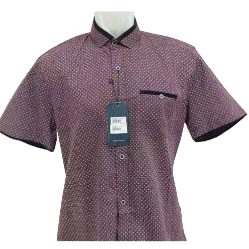 Viali Milano Kemeja Pria Lengan Pendek Maroon