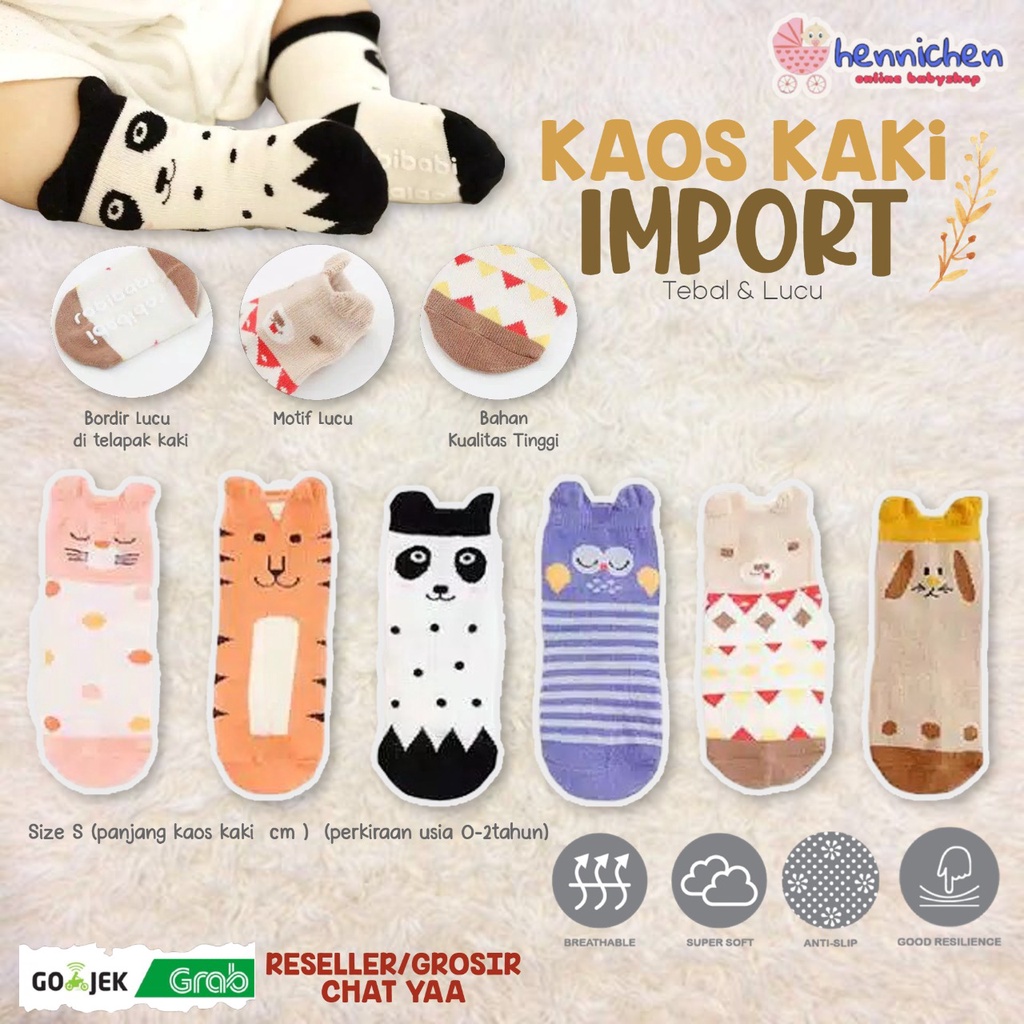 Kaos Kaki Bayi kaos kaki anak Import Tebal lucu Bahan Nyaman dengan anti slip 0-2 thn